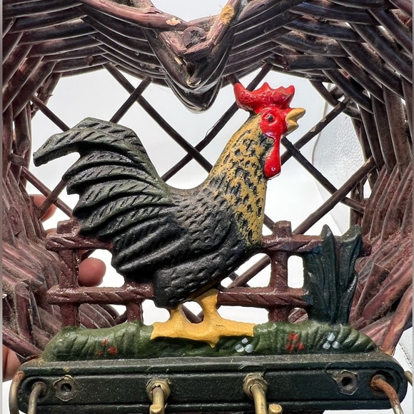 VTG - Heart shaped wall-mounted key hook/rack with Rooster - Picture 6 of 9